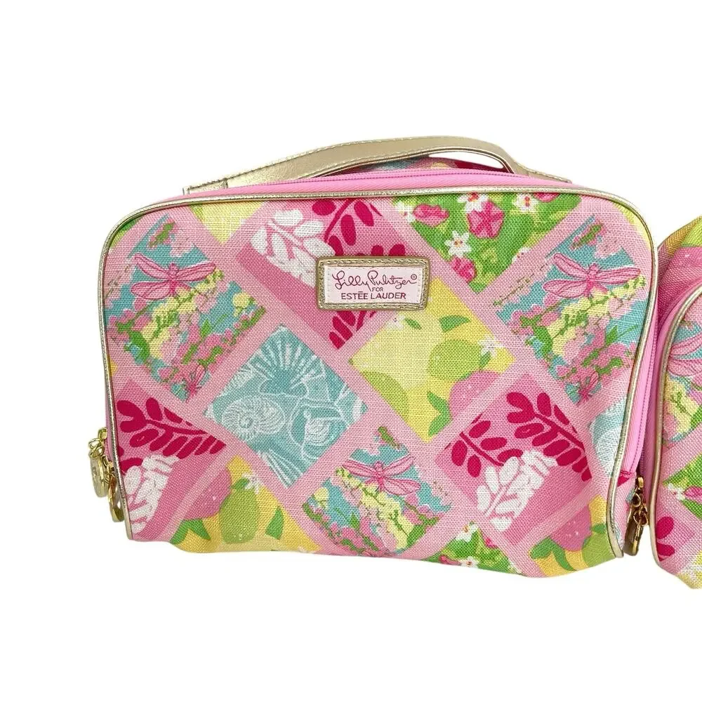 Estée Lauder x Lilly Pulitzer set of 2 colorful cosmetic bags